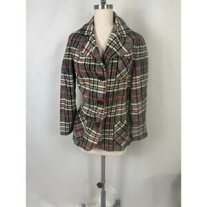 Vintage 70's NPC Fashions Blazer Jacket Plaid Work Button Lightweight Business‎
